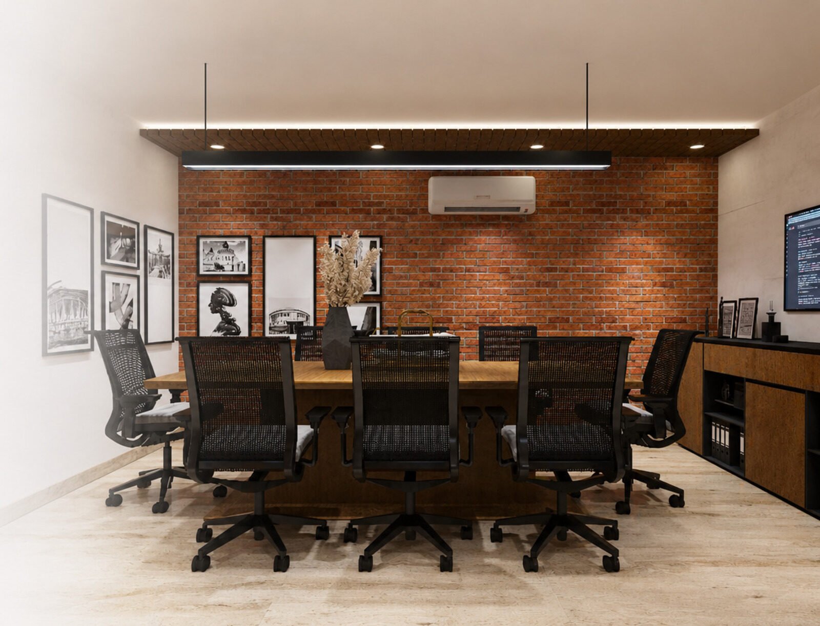 Exposed brick conference room at the Verve Spaces studio